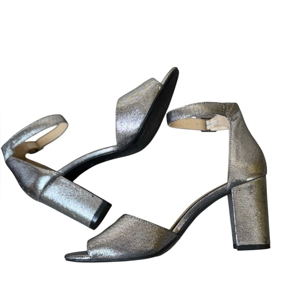 Jessica Simpson Sherron High Block Heel Dress Sandal Silver 9.5M Hoco Prom Event - Picture 1 of 12